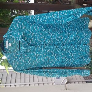 Coldwater Creek teal gray blouse